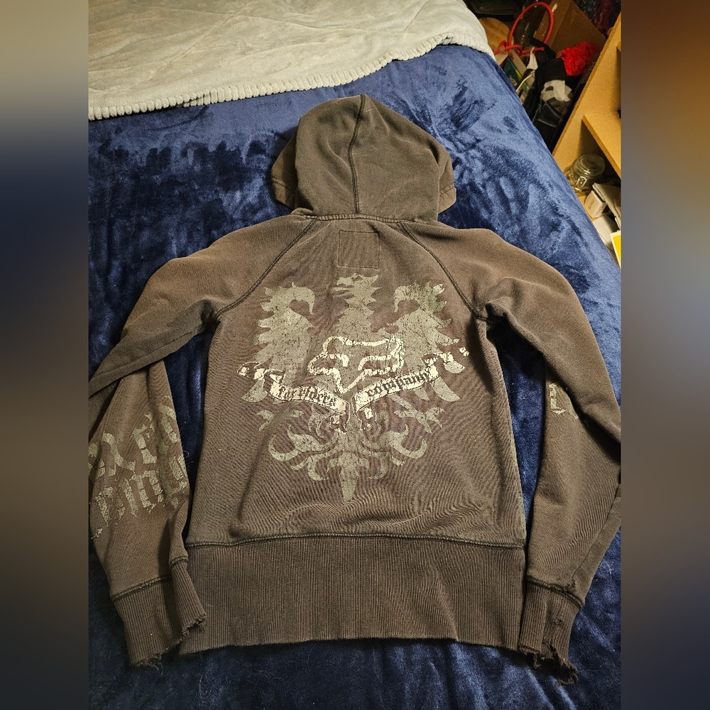 Fox Racing Black Zip-Up Hoodie with Graphic Logo - Picture 5 of 7